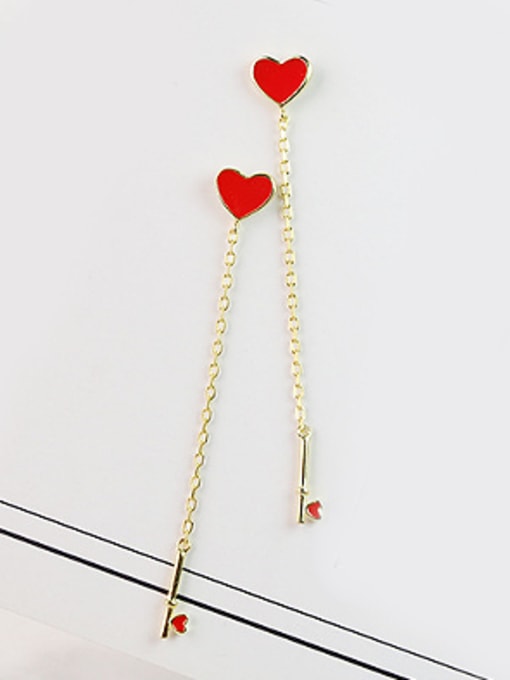 Peng Yuan Little Red Heart shapes Gold Plated Earrings 0