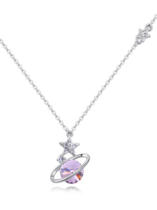 purple Simple Little Star Round austrian Crystal Alloy Necklace