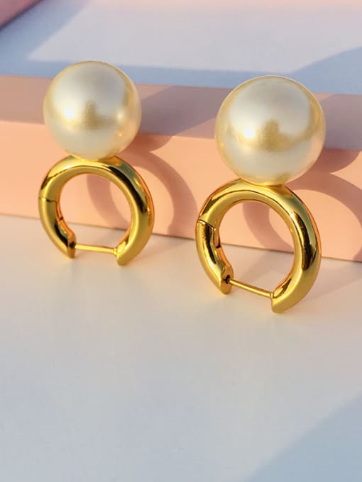 LI MUMU Cooper with Imitation pearl classic Stud Earrings 0