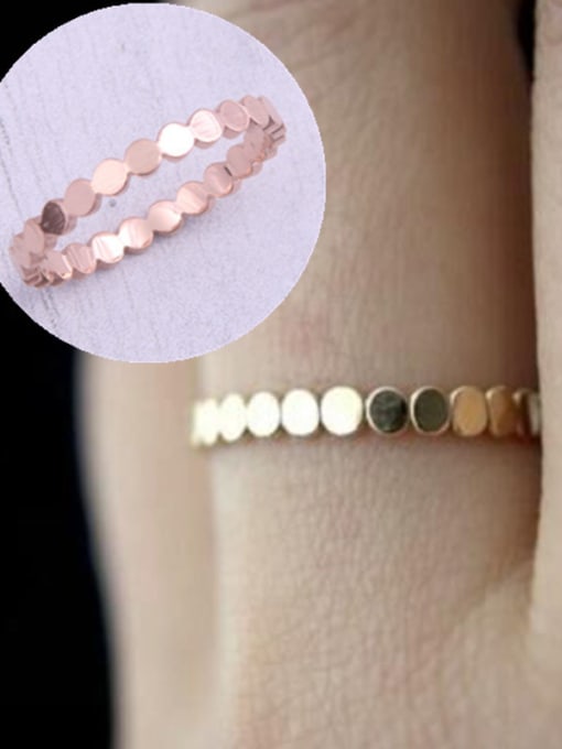 GROSE Titanium With Rose Gold Plated Vintage Smooth  Round Band Rings 1
