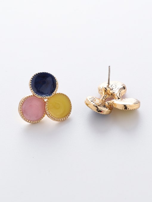 Girlhood Alloy With Gold Plated Fashion Round Stud Earrings 4