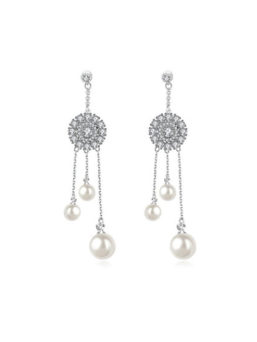 Ronaldo Exquisite Sunflower Shaped Artificial Pearl Drop Earrings 0