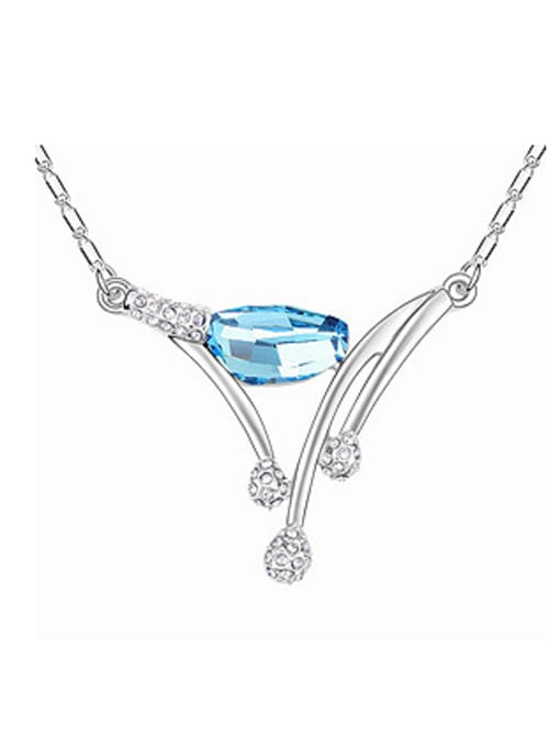 blue Fashion Shiny austrian Crystals Pendant Alloy Necklace