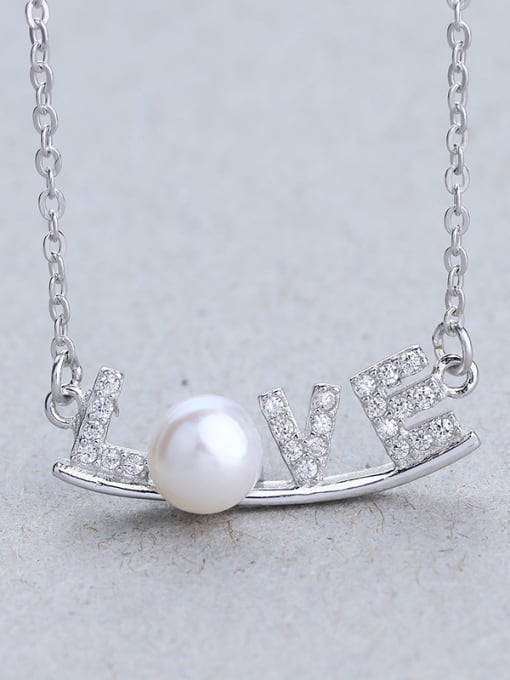 One Silver Monogrammed Pearl Necklace 2