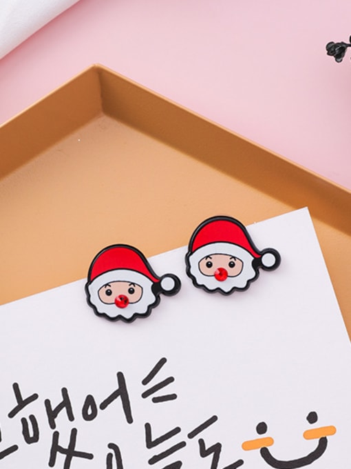 A Santa Claus Alloy With Gold Plated Trendy Santa Claus Snowman Stud Earrings