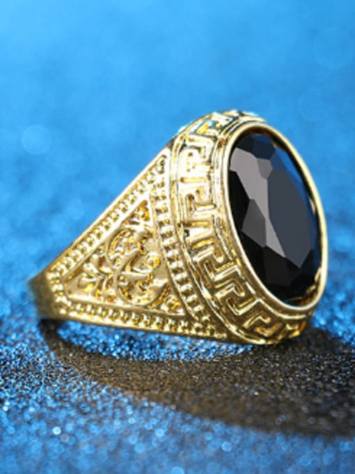 Gujin Retro style Gold Plated Black Resin Ring 2