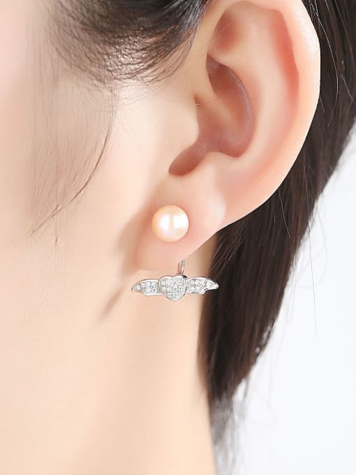 CCUI 925 Sterling Silver with 3A zircon 7-75mm steamed bread ear studs 1
