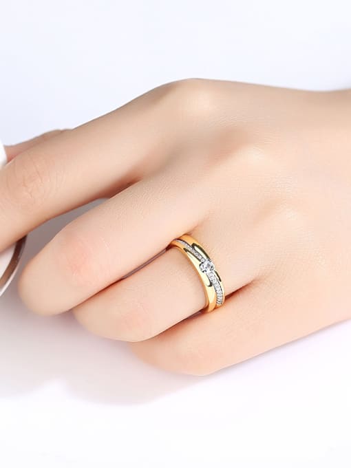 CCUI 925 Sterling Silver With Gold Plated Simplistic Round Band Rings 1
