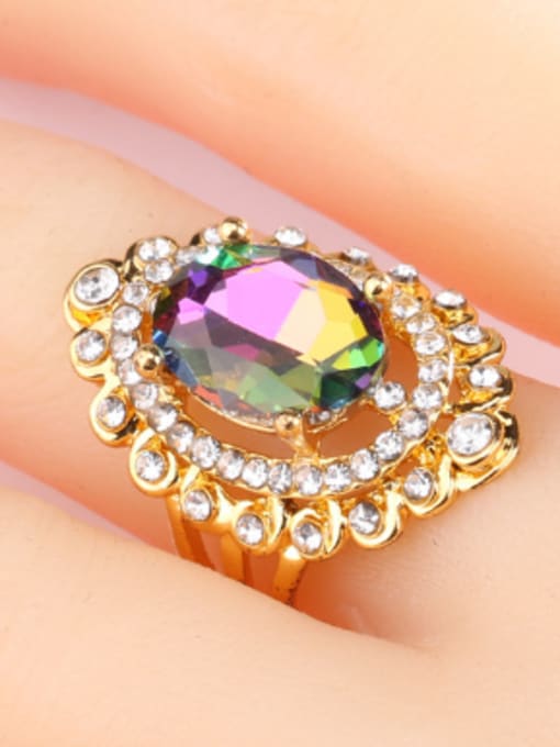 Gujin Exaggerated Noble Oval Crystal Rhinestones Alloy Ring 1
