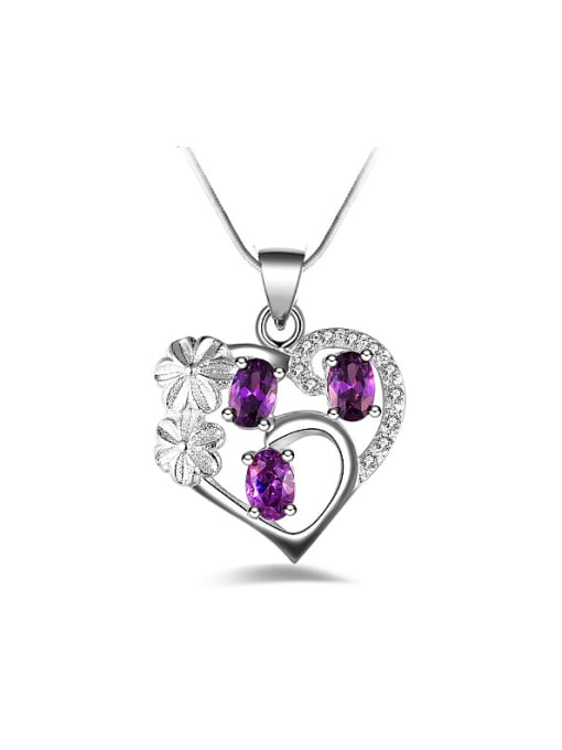 Ya Heng Fashion Hollow Heart Shiny Zirconias Copper Necklace 1