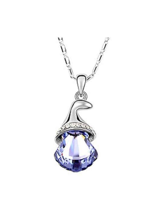 QIANZI Fashion Shell-shaped austrian Crystal Wind-bell Pendant Alloy Necklace 1