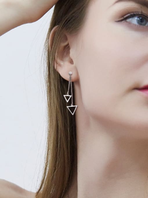 CEIDAI Simple Hollow Triangles 925 Silver Stud Earrings 1