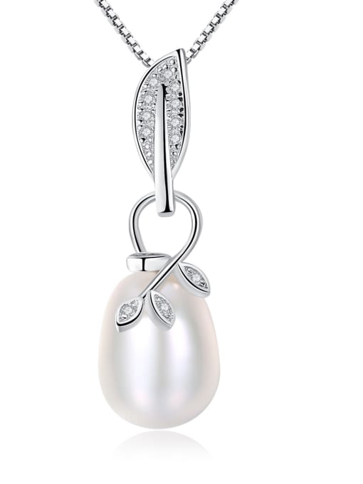 CCUI Pure silver natural freshwater pearl with AAA Zircon Necklace 0
