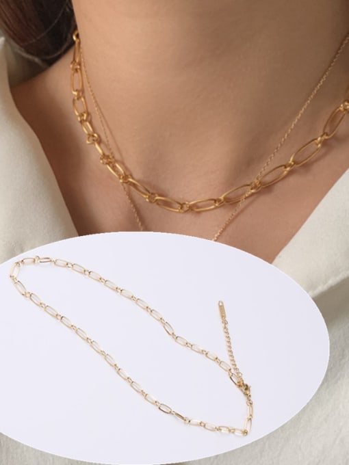 GROSE Titanium With Gold Plated Simplistic Chain Necklaces 1