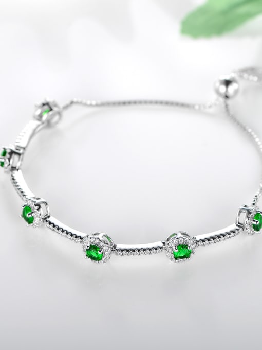 green Copper With Platinum Plated Simplistic Round Bracelets