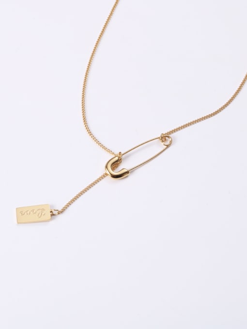 GROSE Titanium With Gold Plated Simplistic Geometric Pin Necklaces 2