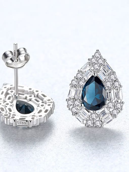 blue Sterling silver with AAA zircon drops earring