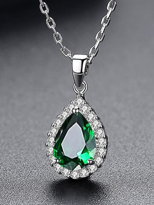Emerald Copper inlay AAA zircon semi-precious stone pendant necklace