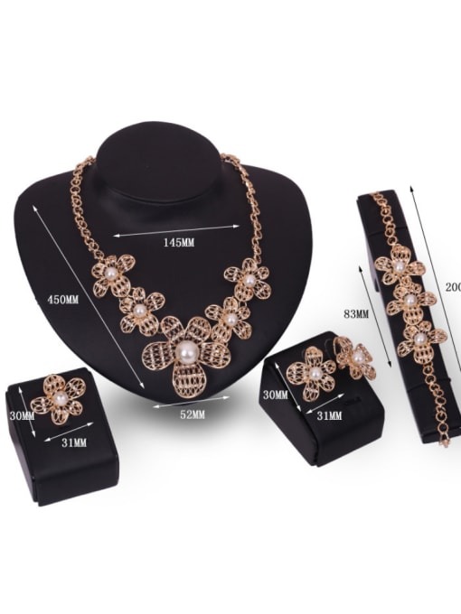 BESTIE Alloy Imitation-gold Plated Fashion Artificial Stones Hollow Flower Four Pieces Jewelry Set 2