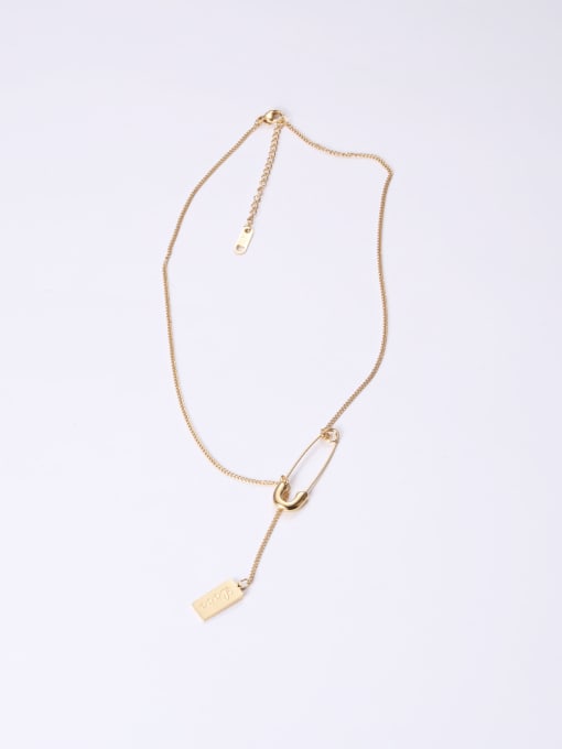 GROSE Titanium With Gold Plated Simplistic Geometric Pin Necklaces 3