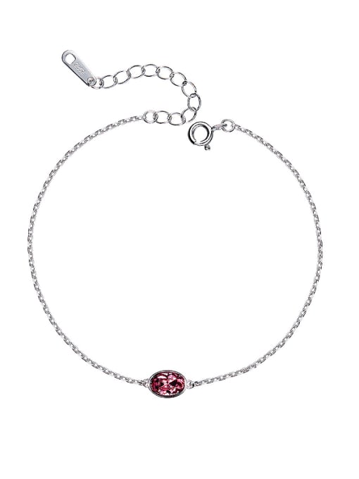 Pink S925 Silver Oval Crystal Bracelet