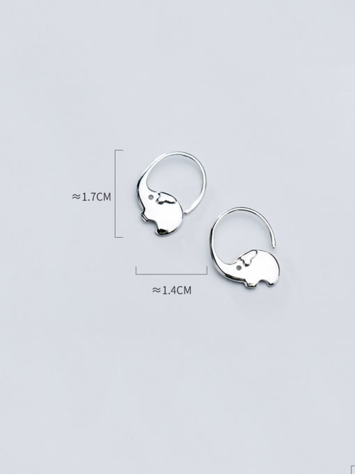 Rosh 925 Sterling Silver With Platinum Plated Simplistic Animal  Elephant  Hook Earrings 2