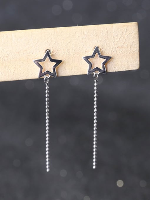 Peng Yuan Simple Hollow Star Tiny Beads Line 925 Silver Stud Earrings 0