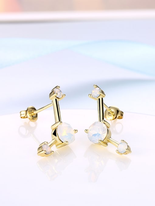 OUXI Simple Opal Stones Stud Earrings 2