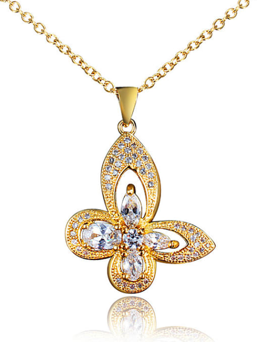 SANTIAGO Creative 18K Gold Plated Butterfly Shaped Zircon Necklace