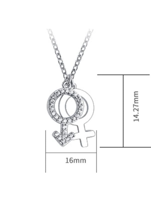 Dan 925 Sterling Silver With Cubic Zirconia Simplistic symbol Necklaces 3