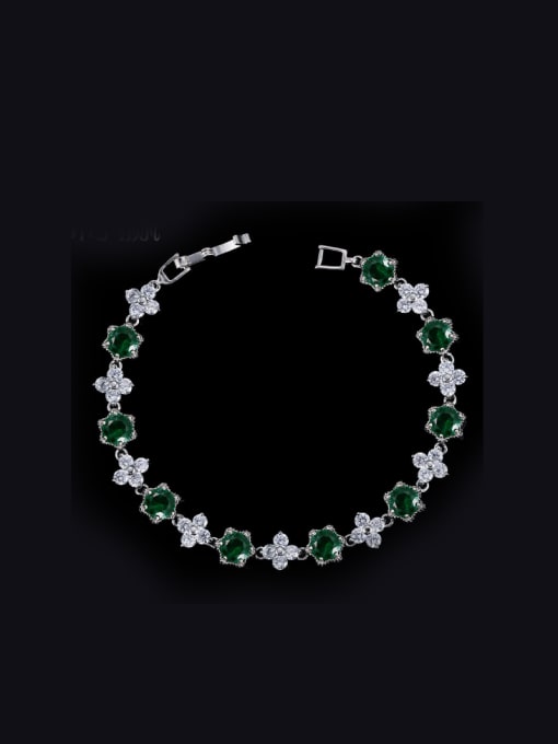 Green 17.5 AAA Color Zircons Fashion Bracelet
