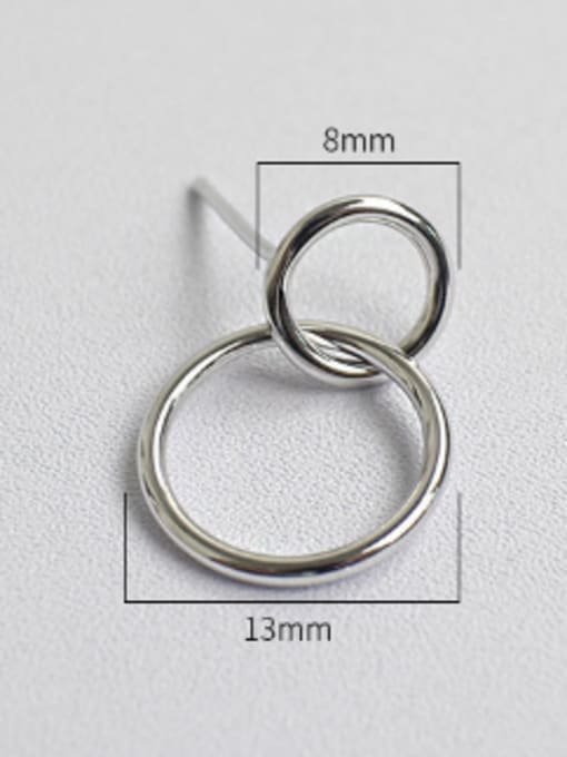 DAKA Simple Double Ring Silver Stud Earrings 2
