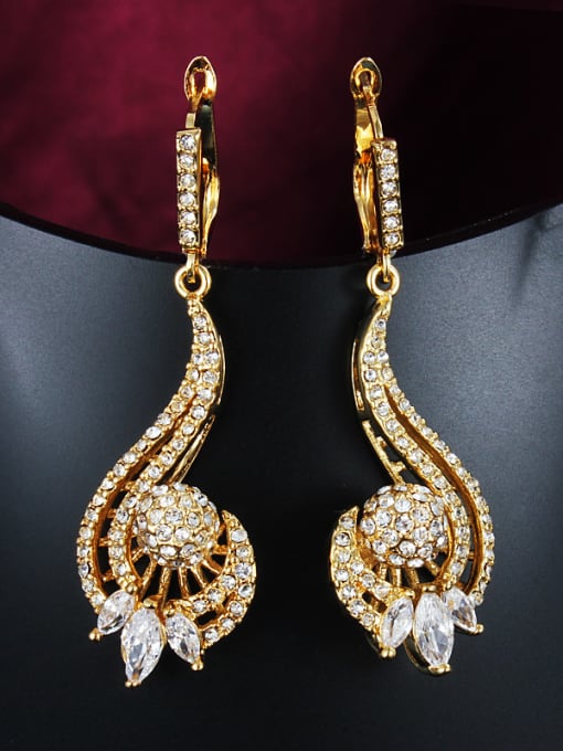 Gold Exquisite 18K Gold Plated Geometric Zircon Drop Earrings