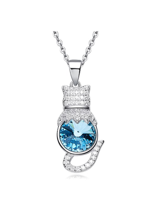 CEIDAI Fashion austrian Crystal Shiny Zirconias Kitten 925 Silver Necklace