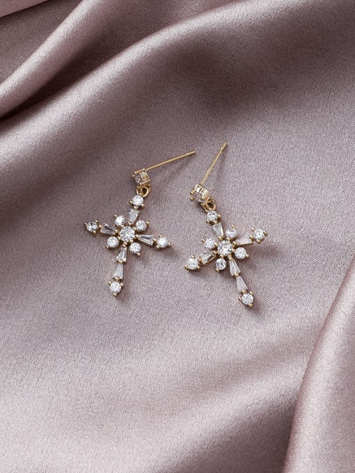 Girlhood Alloy With Gold Plated Personality Cross Drop Earrings 4