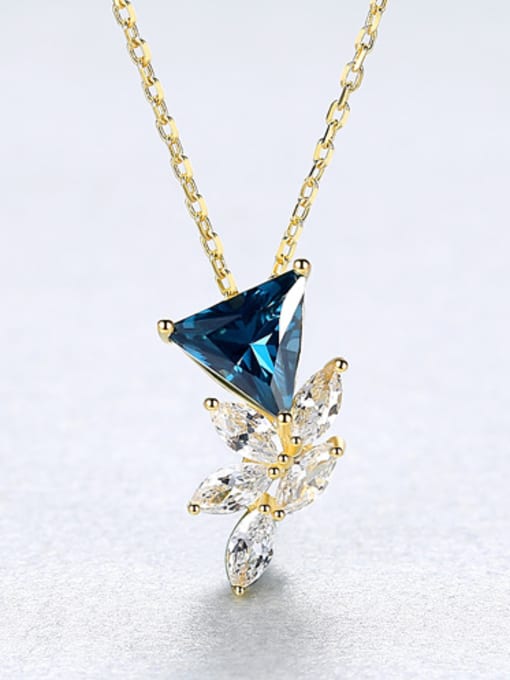 Blue plated 18K gold-20h07 925 Sterling Silver With Gold Plated Personality Triangle Necklaces