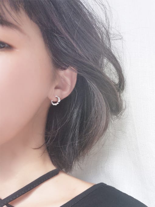 Peng Yuan Little Moon Zircon Stud Earrings 1