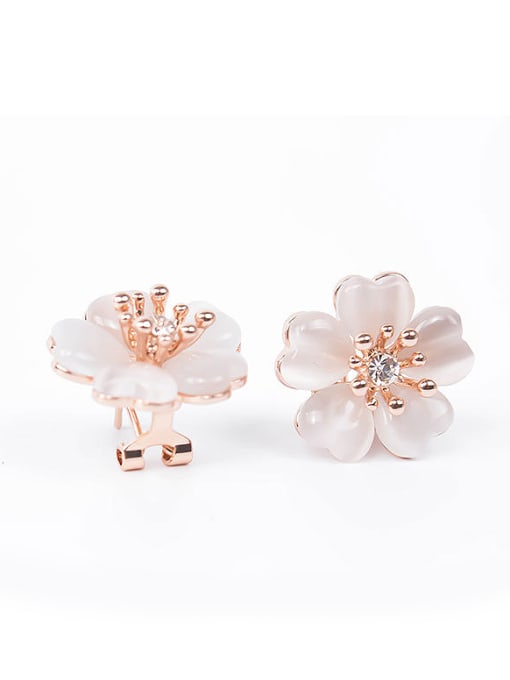 BESTIE Alloy Rose Gold Plated Fashion Opal Flower-shaped Two Pieces Jewelry Set 2