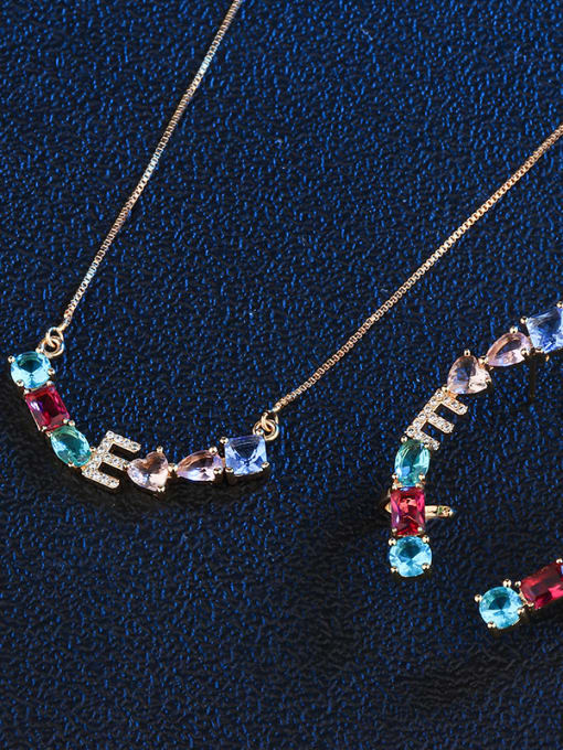 ROSS Copper With Glass stone Fashion Geometric 2 Piece Jewelry Set 3