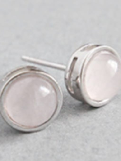 Pink Crystal Sterling Silver half jewel style Onyx crystal blue sandstone earrings