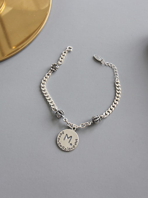 DAKA Sterling silver vintage handmade crown chain tag zircon bracelet 2