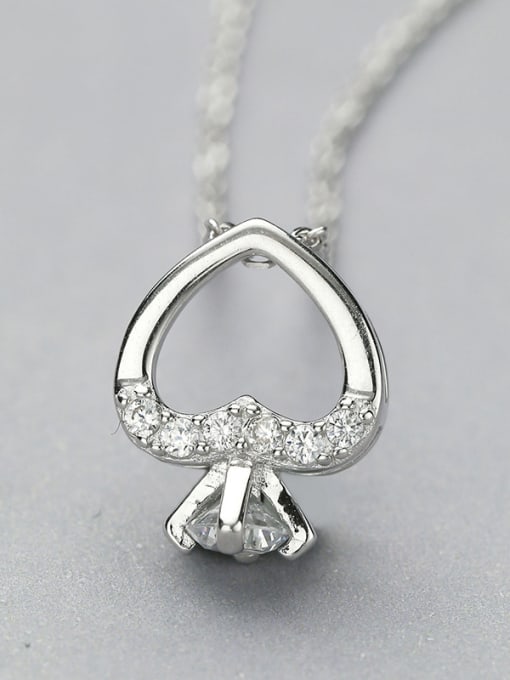 One Silver Lovely Heart-shaped Necklace