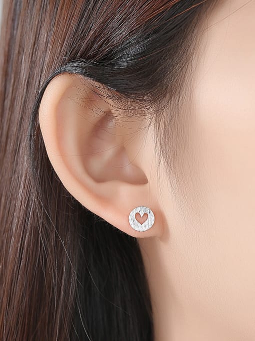 CCUI 925 Sterling Silver  Simplistic Heart Stud Earrings 1