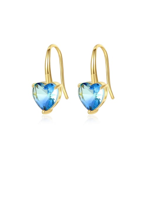BLING SU Copper With Gold Plated Simplistic Heart Hook Earrings