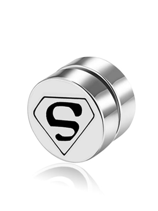 Superman steel face Stainless Steel With Simplistic Round Stud Earrings