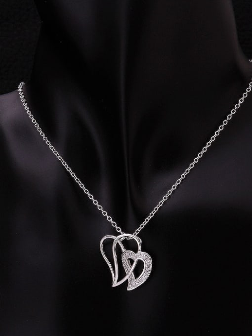OUXI Simple Hollow Heart shaped Zircon Necklace 1