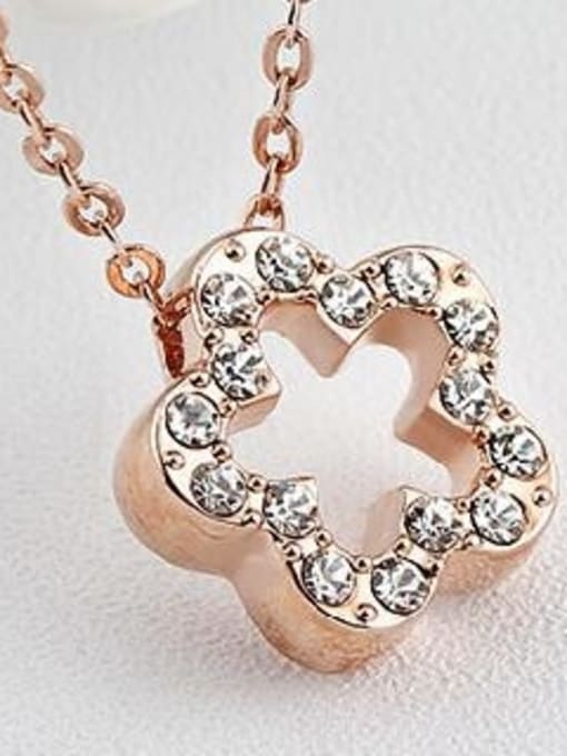 Rose Gold White Simple Style Rose Gold Crystal Necklace