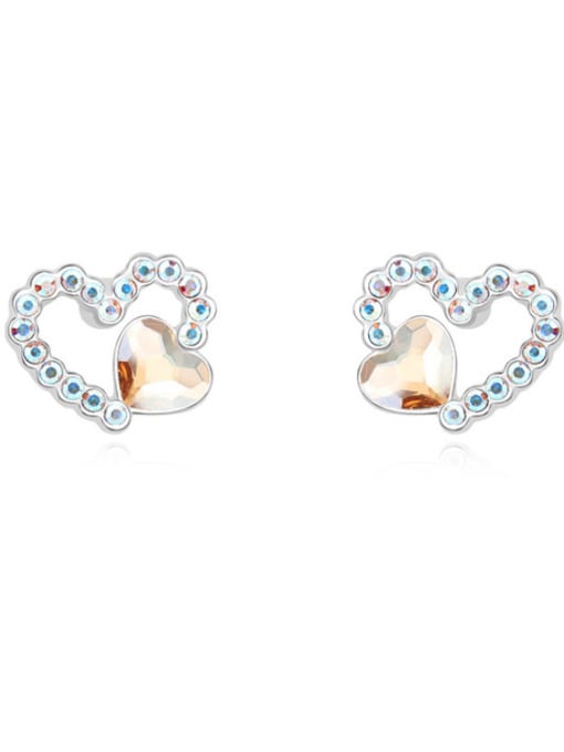 QIANZI Tiny Heart austrian Crystals Alloy Stud Earrings 3