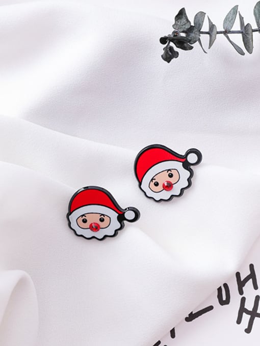 Girlhood Alloy With Gold Plated Trendy Santa Claus Snowman Stud Earrings 3