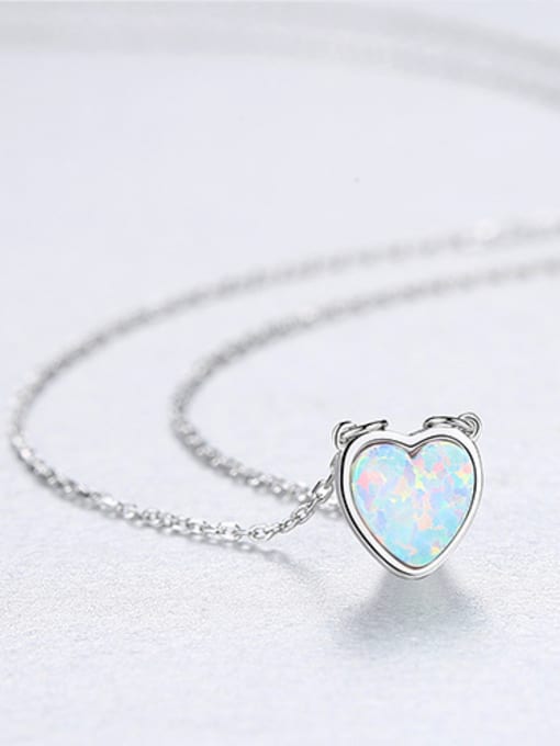 Light blue-20E11 925 Sterling Silver With Gold Plated Simplistic Heart Locket Necklace